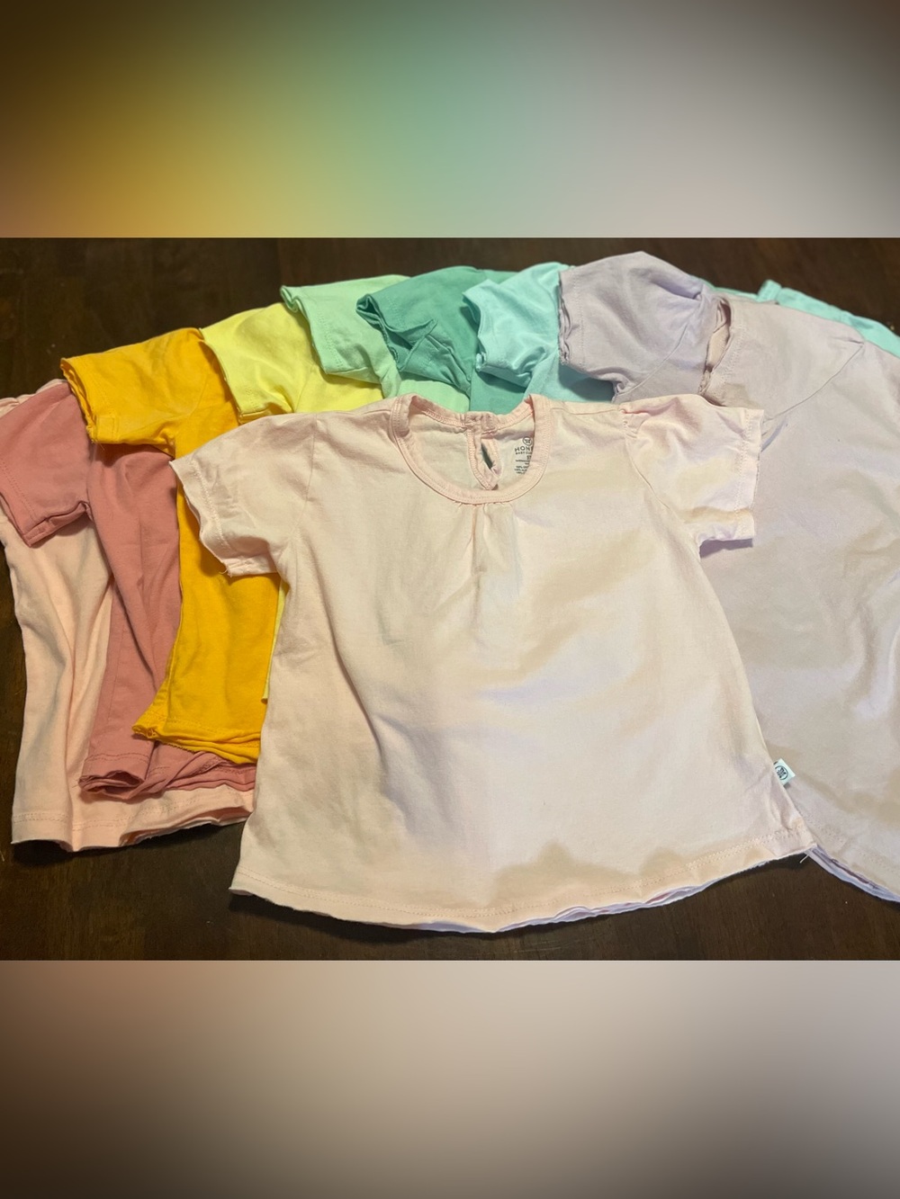 HonestBaby 10-Pack Puff Sleeve T-Shirts 100% Organic Cotton, Rainbow Girl Colors